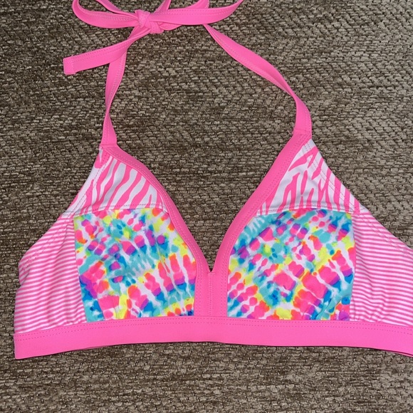 Girl’s Justice Vibrant Tie-Dye Bikini, Hot pink, white & rainbow tie dye, sz 14 - Picture 2 of 6